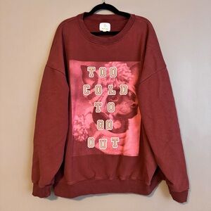 OFFLINE Aerie Too Cold To Go Out Dog Velvet Maroon Graphic Crewneck Women’s XXL